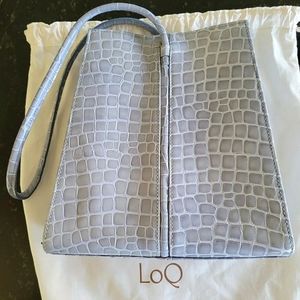 LoQ Miro Mar Croc Bag A-line shoulder tote in light blue color